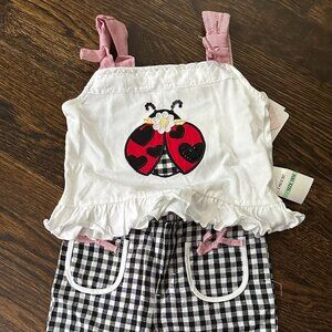 Kids Headquarters 2 Piece Set, 18M Black & White with Ladybug